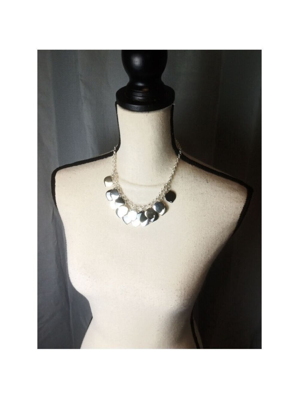 Necklace Silver Gold Grey Leaf Pattern Chain